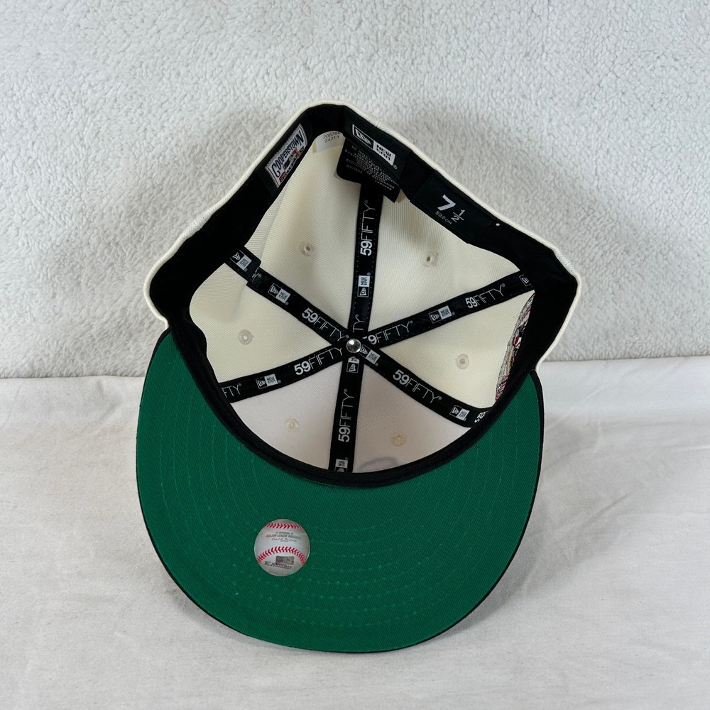 New Era 59FIFTY Cincinnati Reds Hat 7 1/2 Cream Black Mr Redlegs World Series - Picture 7 of 9